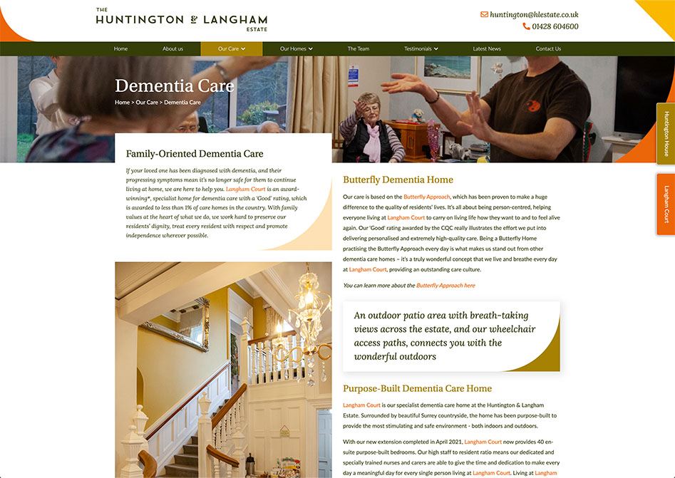 Huntington And Langham Dementia Care Page